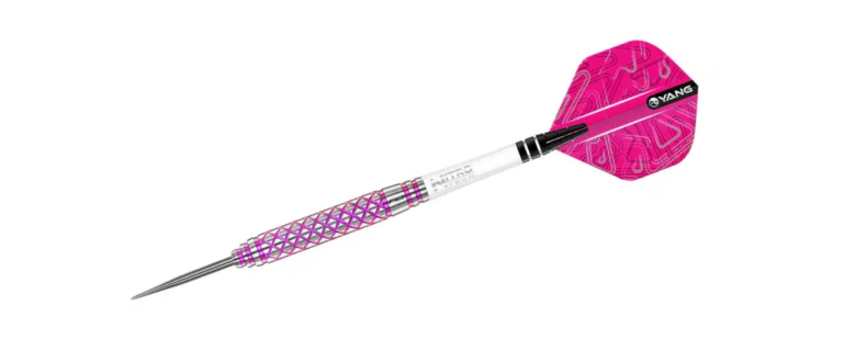 The Red Dragon Confession dart is made from 85% tungsten with an elegant pink-toned design, offering excellent control and precision.