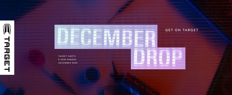Target promo banner with glowing "DECEMBER DROP" text, "GET ON TARGET", Target logo left and small product details.