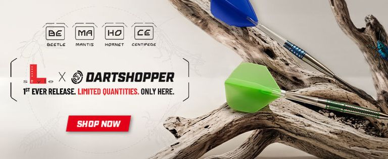 Colorful darts arranged with nature-inspired packaging and branding for a limited release by Dartshopper. Shop now button featured.