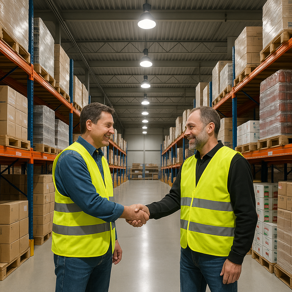 Handdruk in het magazijn