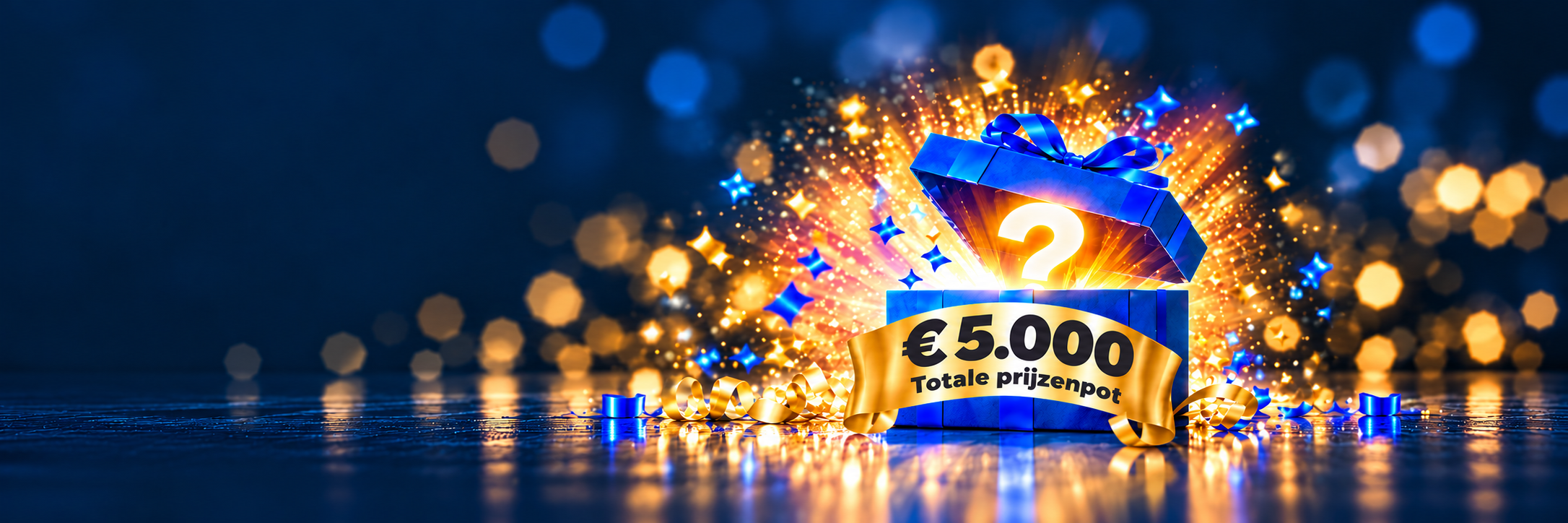 Feestelijke Blauwe Prijzenkist met € 5000