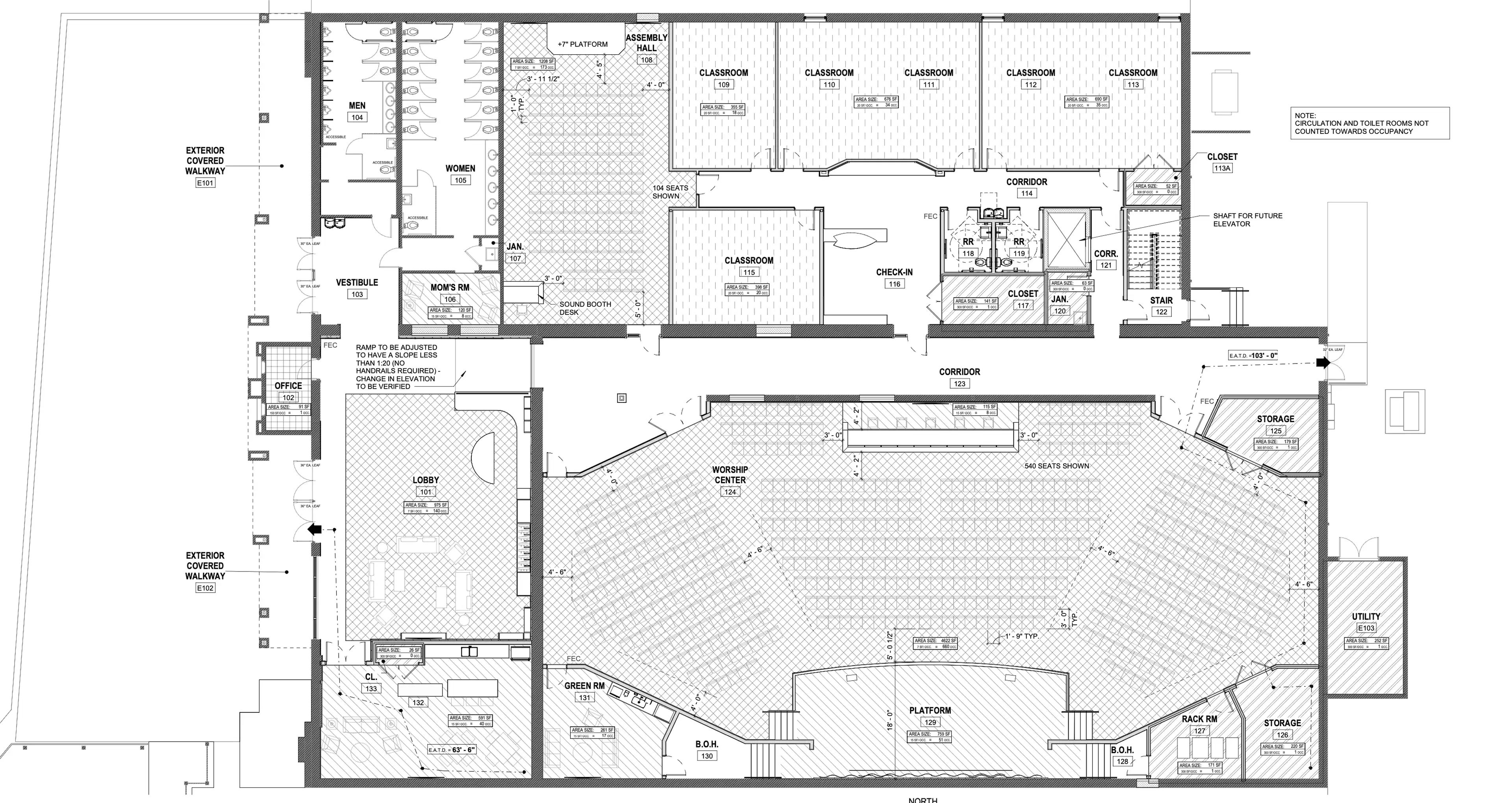 initial plans for Ocean City Church at Atlantic Theaters in Atlantic Beach Florida