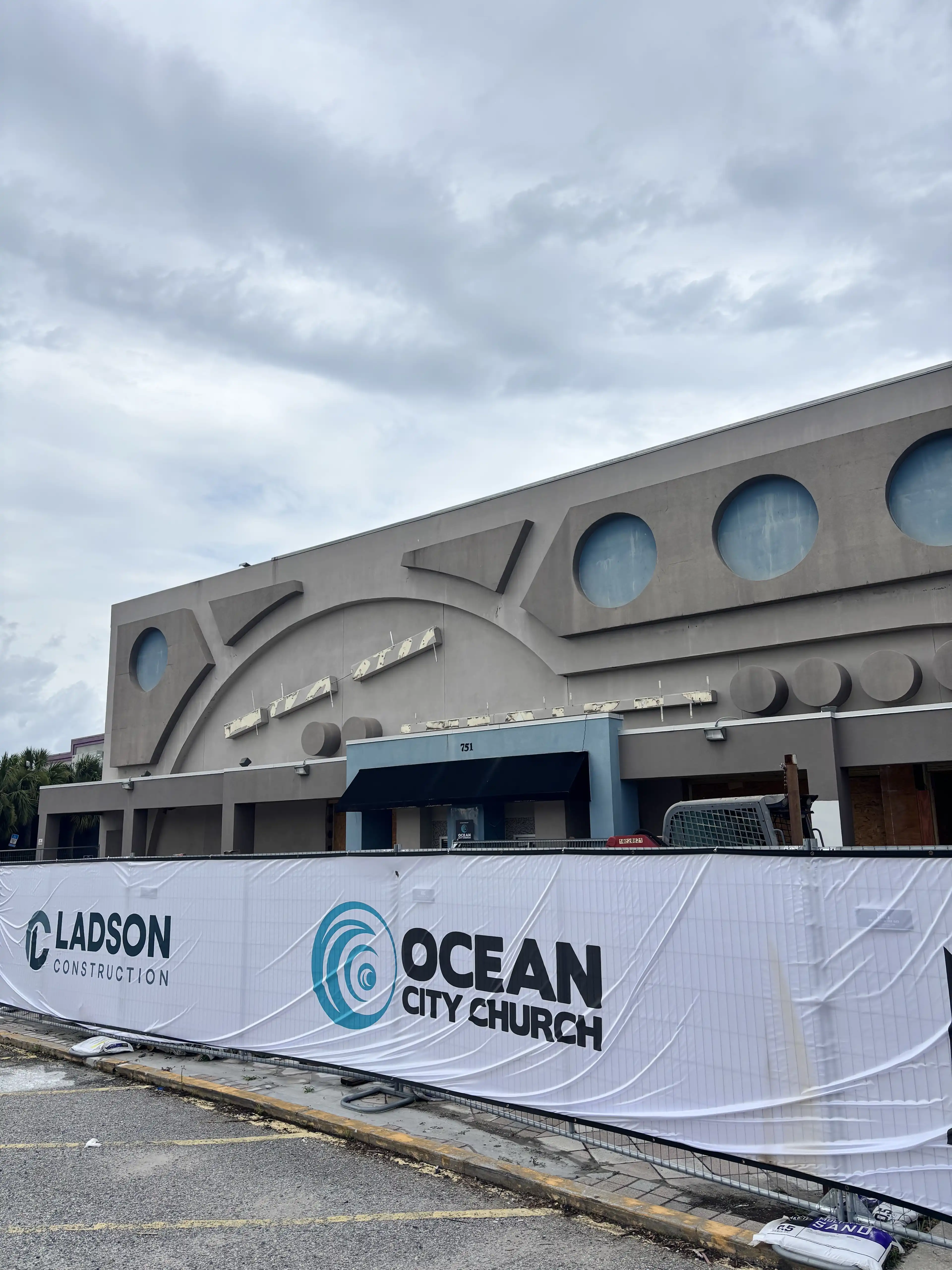 historic atlantic theaters sign removed for repair