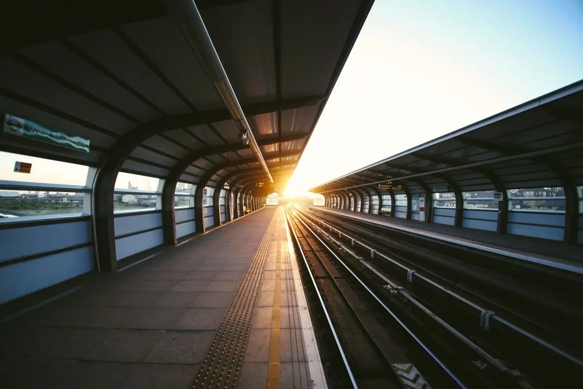 Railway Platform At Sunset