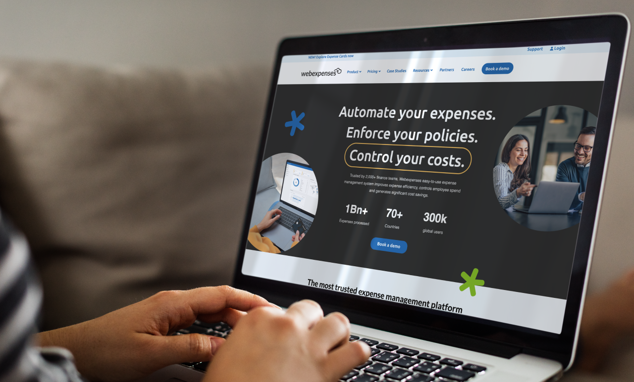 webexpenses homepage shown on a laptop screen