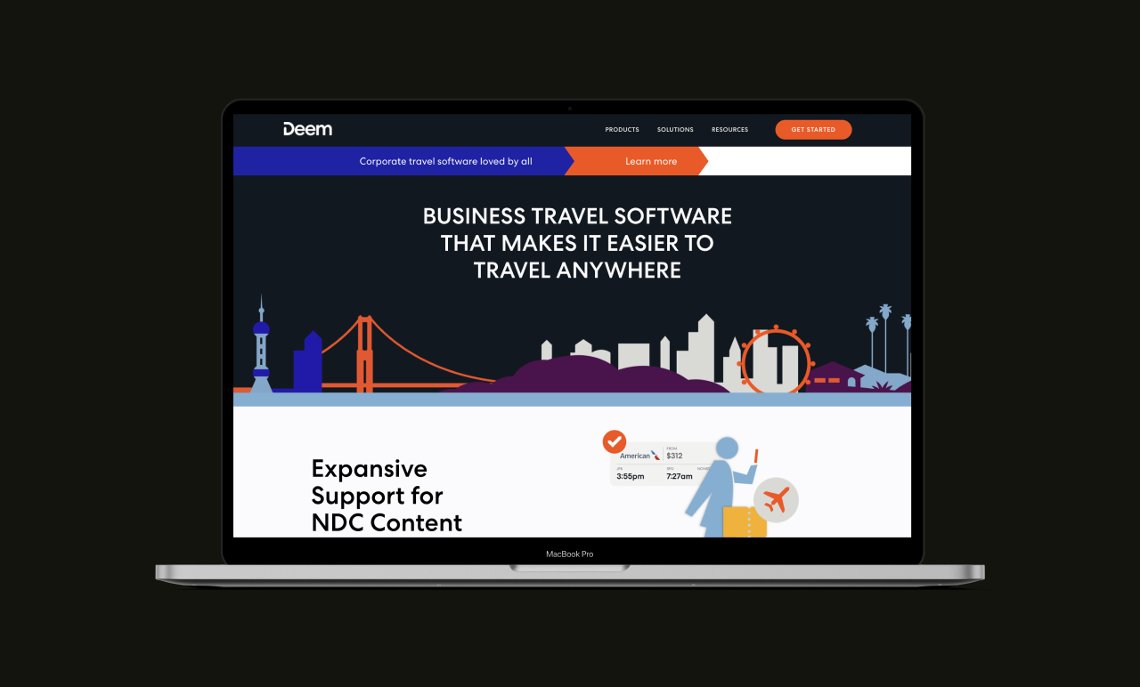 Deem homepage shown on a laptop screen