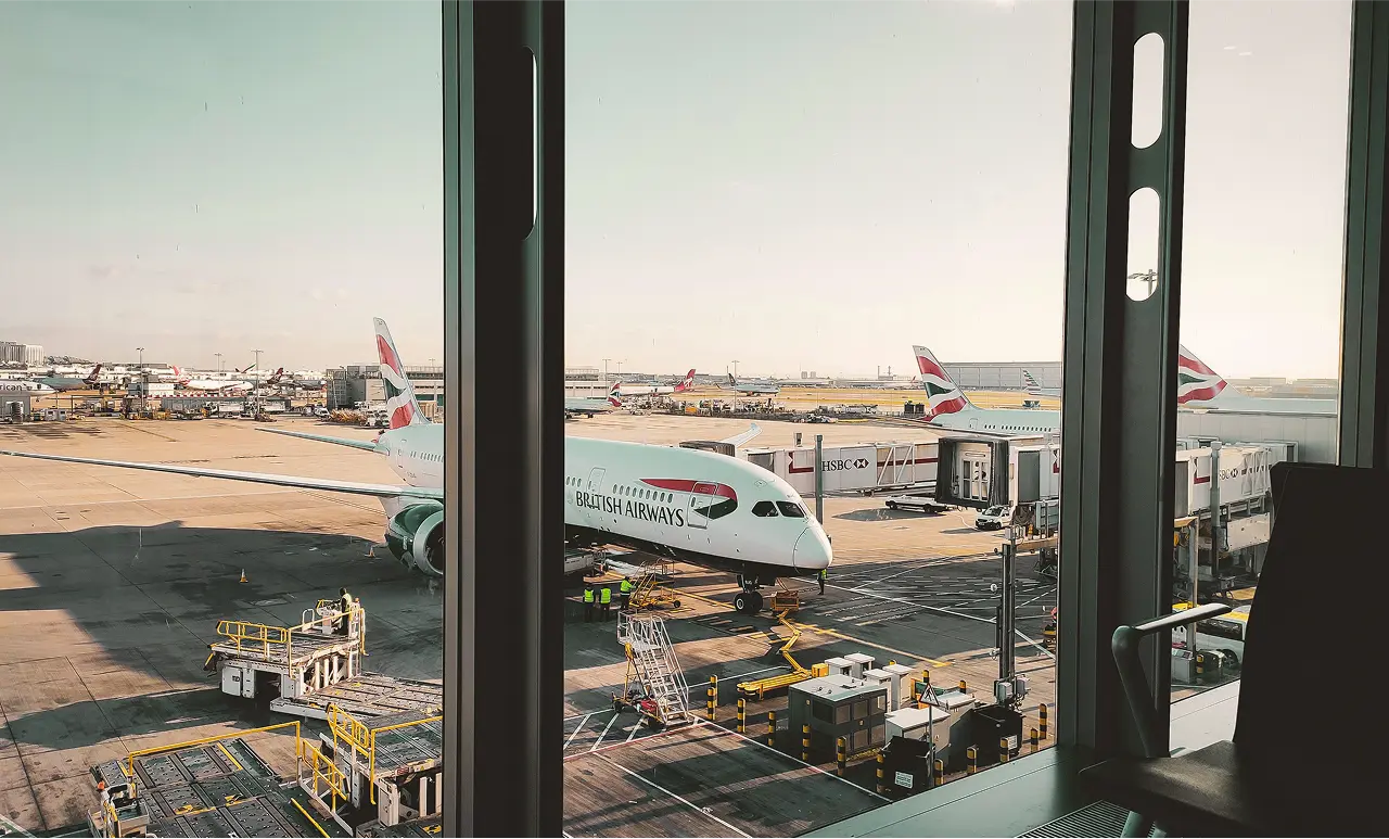 british airways jet outside an airport