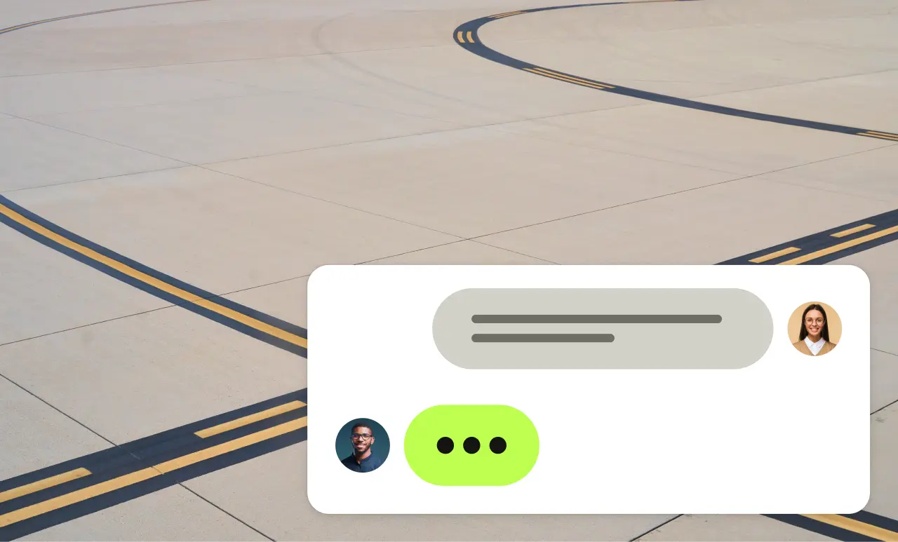 A female traveller texting the Perk customer care via mobile chat.