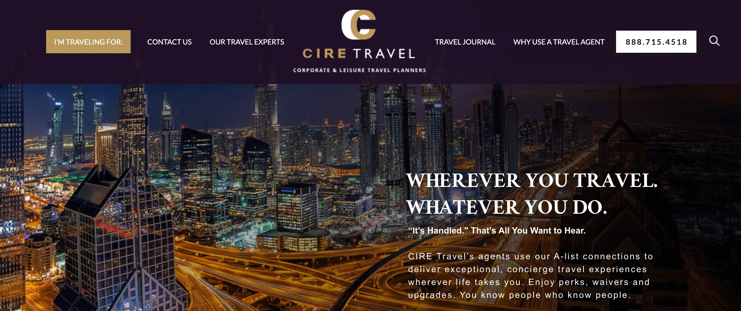 CIRE Travel homepage