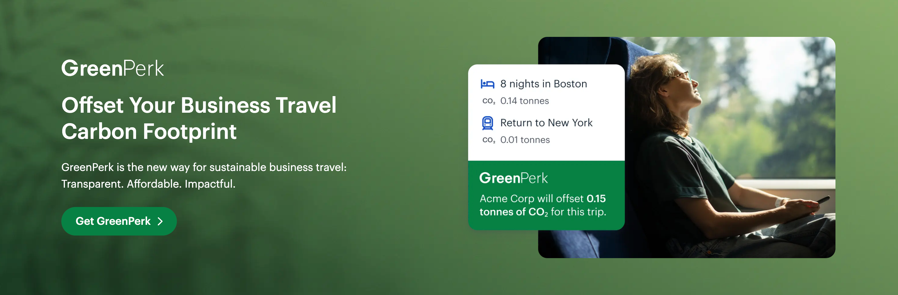 Perk's carbon offsetting solution, Green Trip