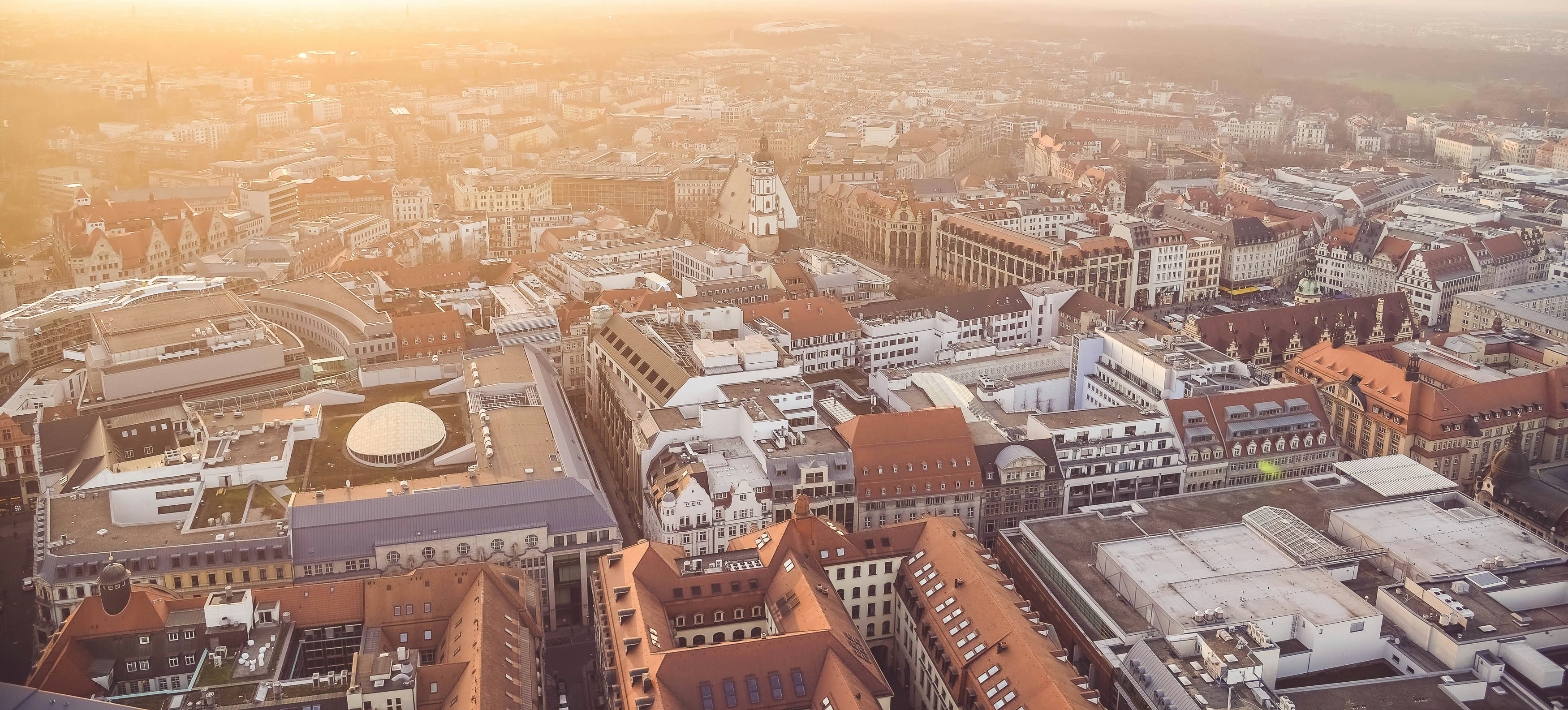 Vogelperspektive auf Leipzig.