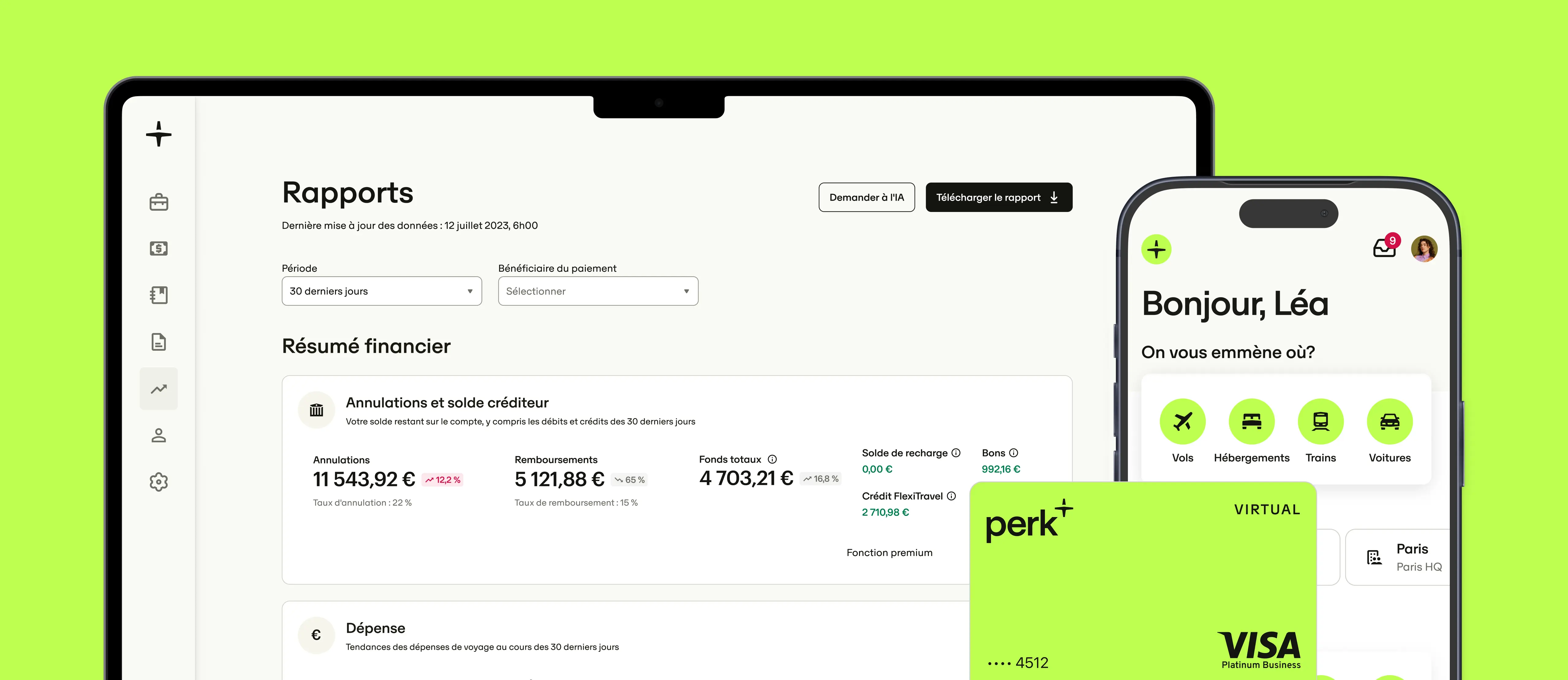 Des informations sur les voyages et dépenses sur une seule plateforme