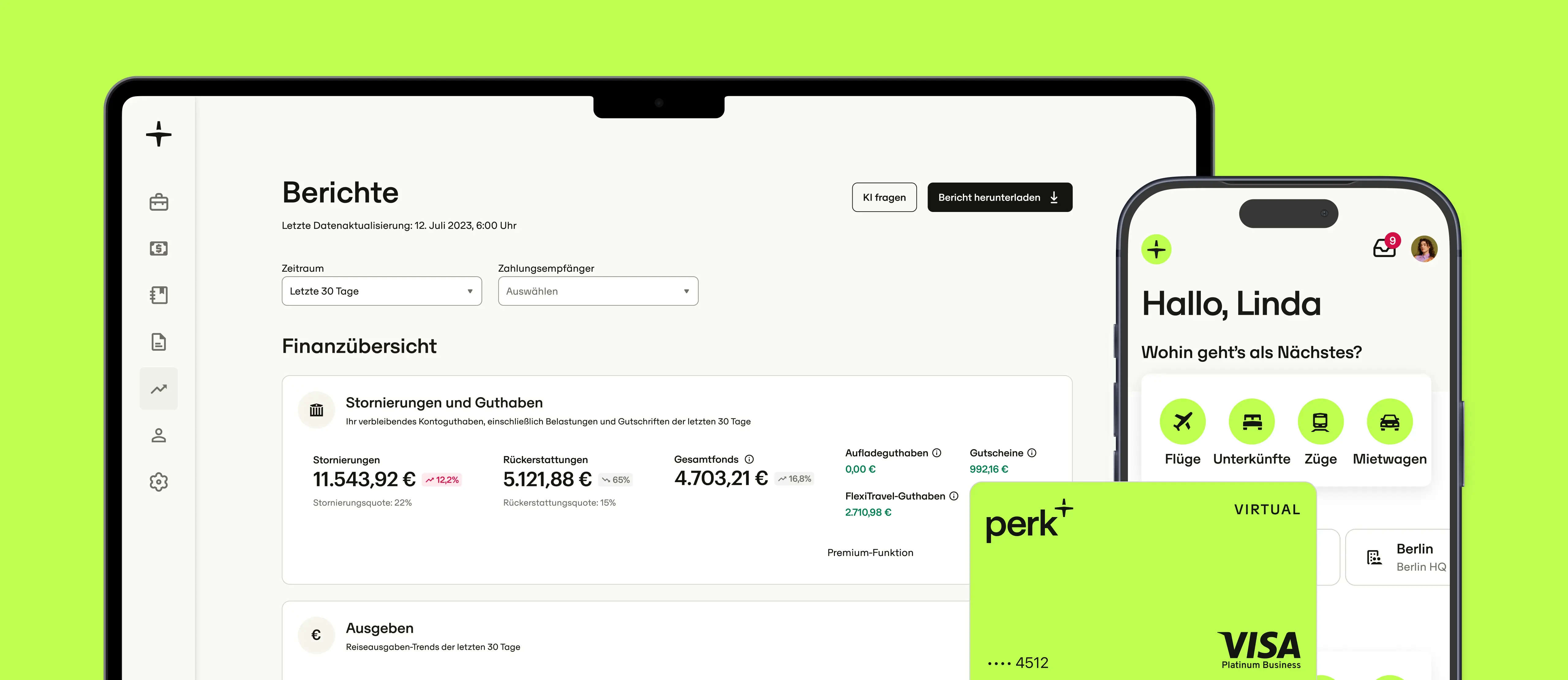 Einblicke in Reisen und Ausgaben auf einer Plattform
