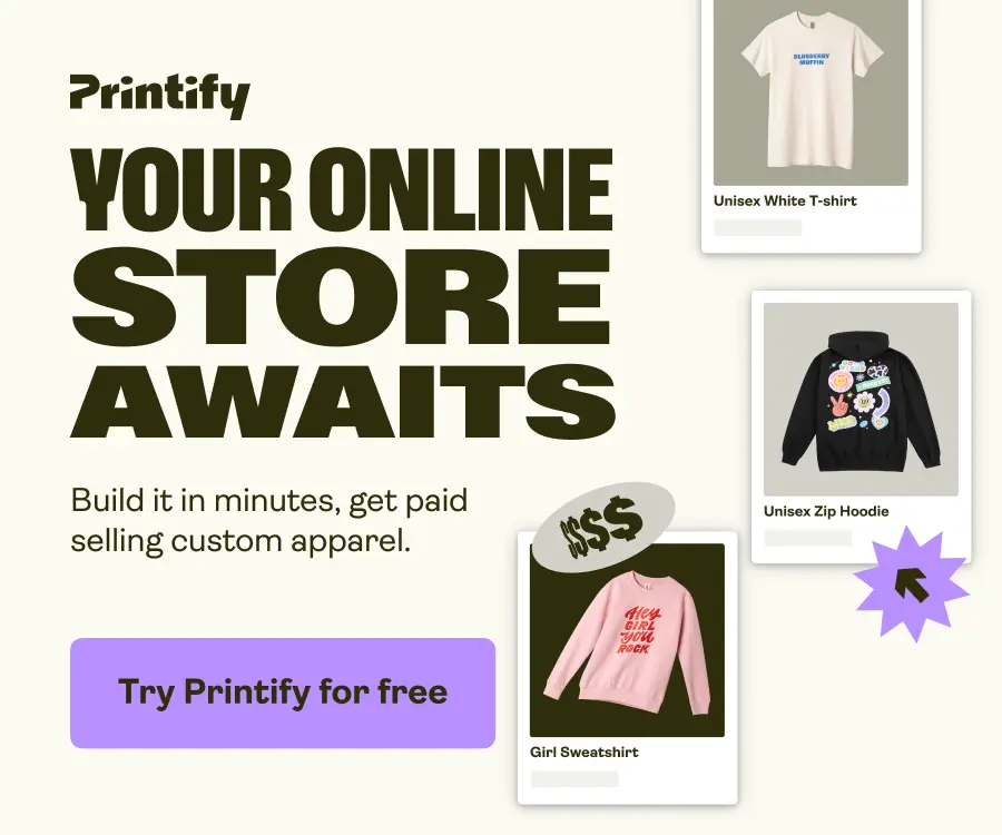 300x250px Printify Affiliate Banner Short V5