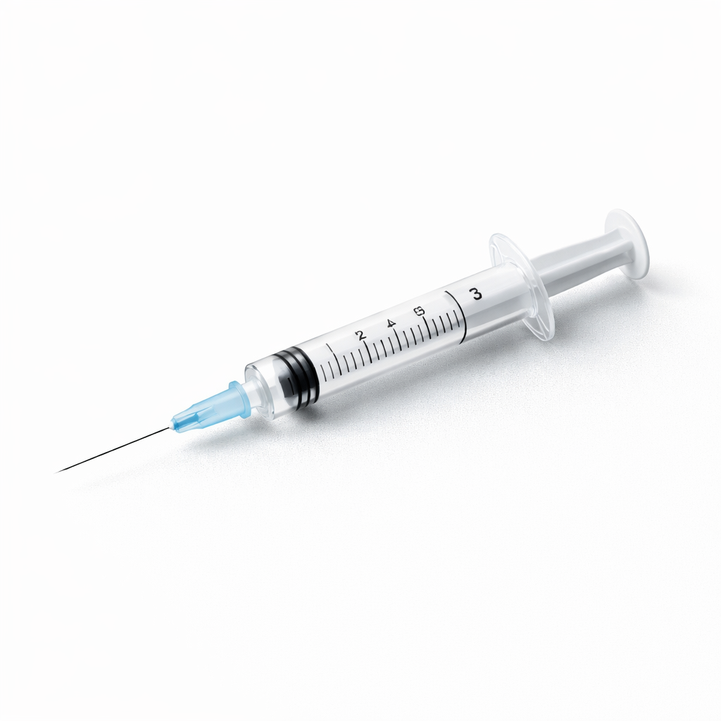 A pre-filled injection syringe