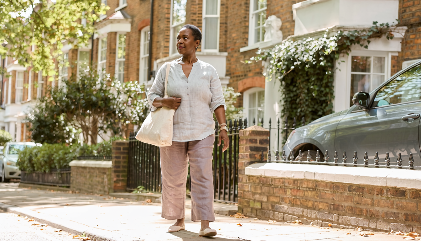 A smiling woman in her fifties