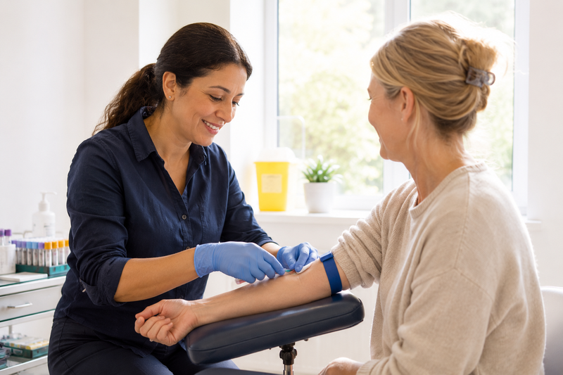 A doctor reviewing results with a patient at the Westfield clinic.