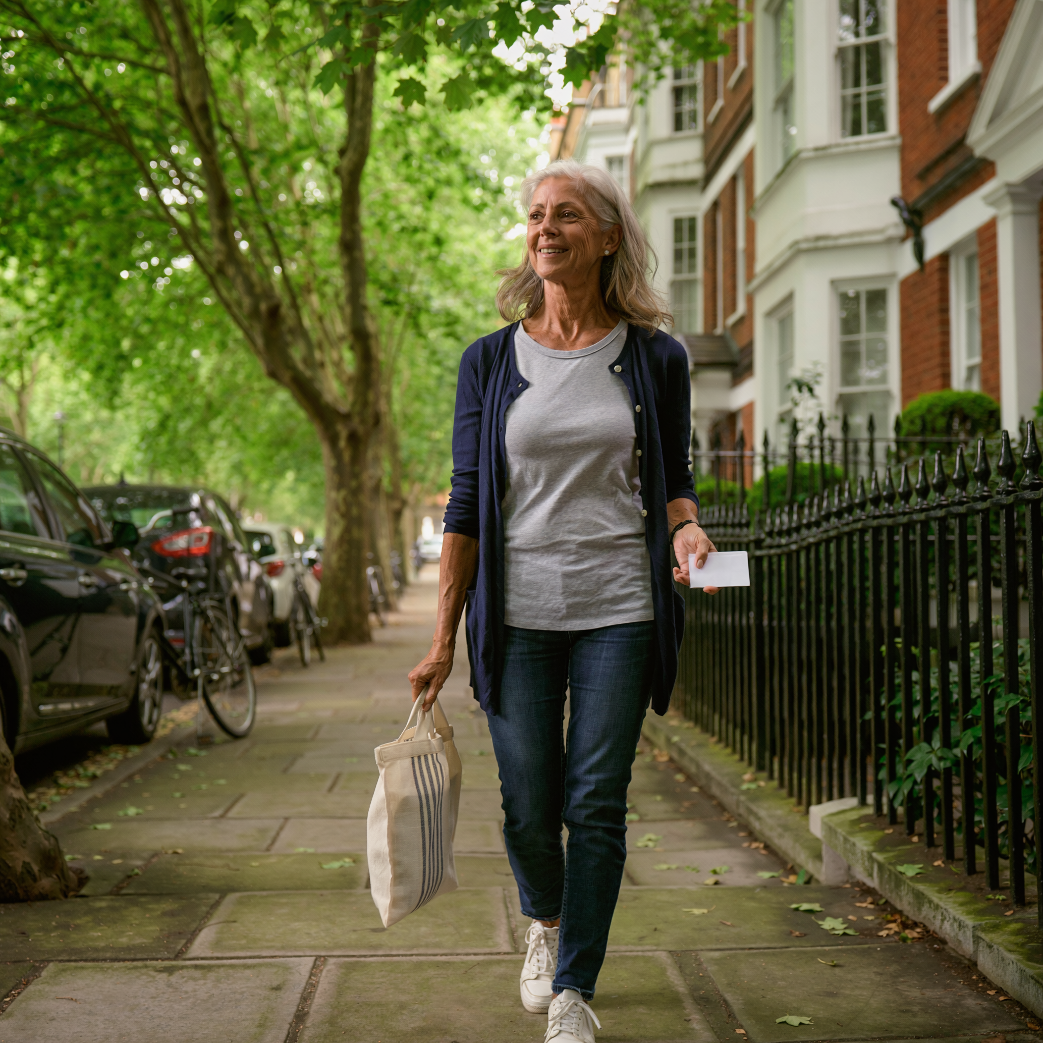 A smiling woman in her fifties