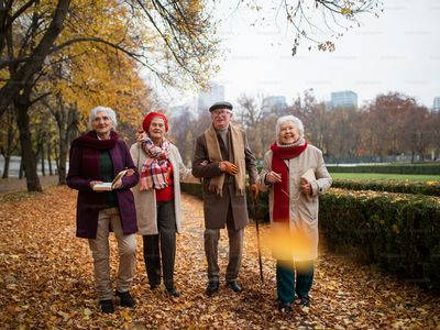 A group of happy older friends