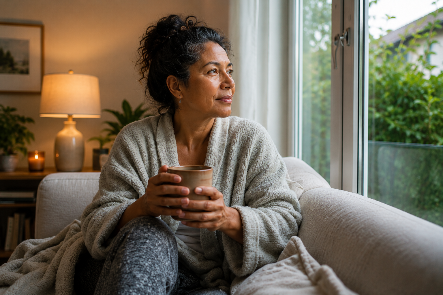 A smiling woman in her fifties