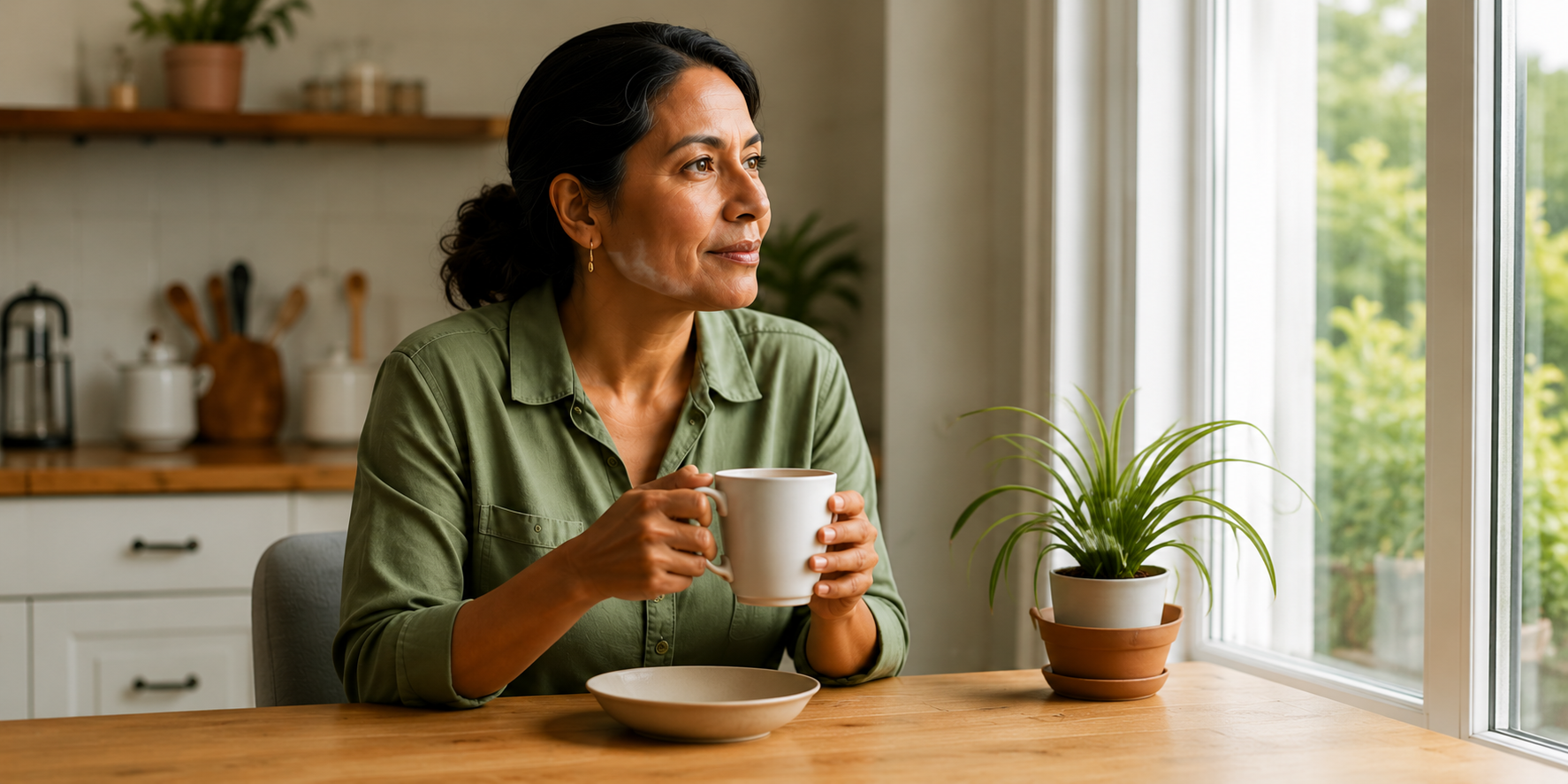 Two midlife women talking together