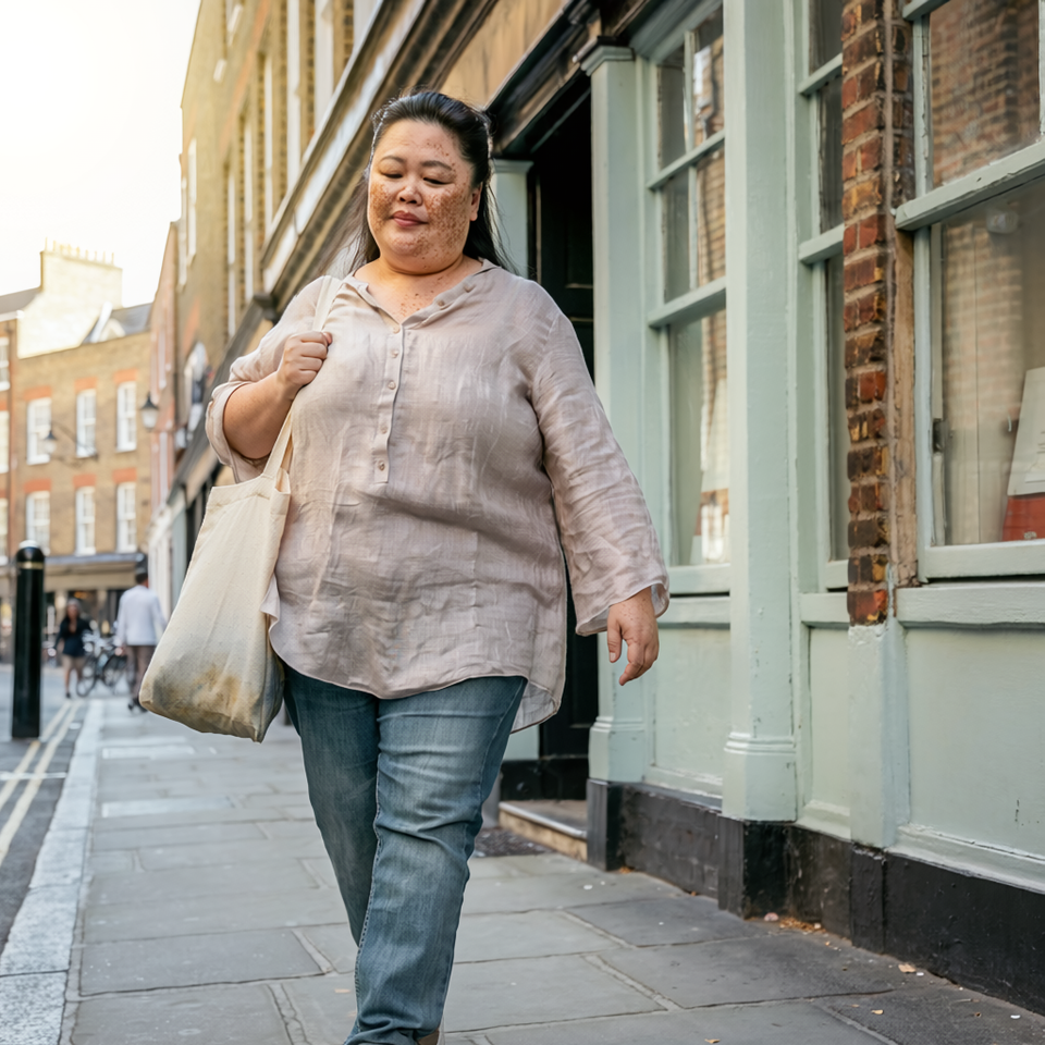 Adult out and about in London.