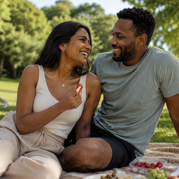A couple together outdoors