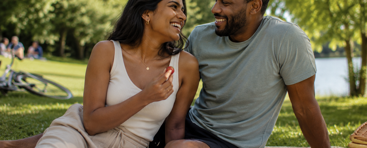 A couple together outdoors