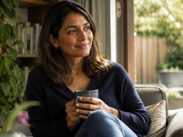 A woman relaxing at home