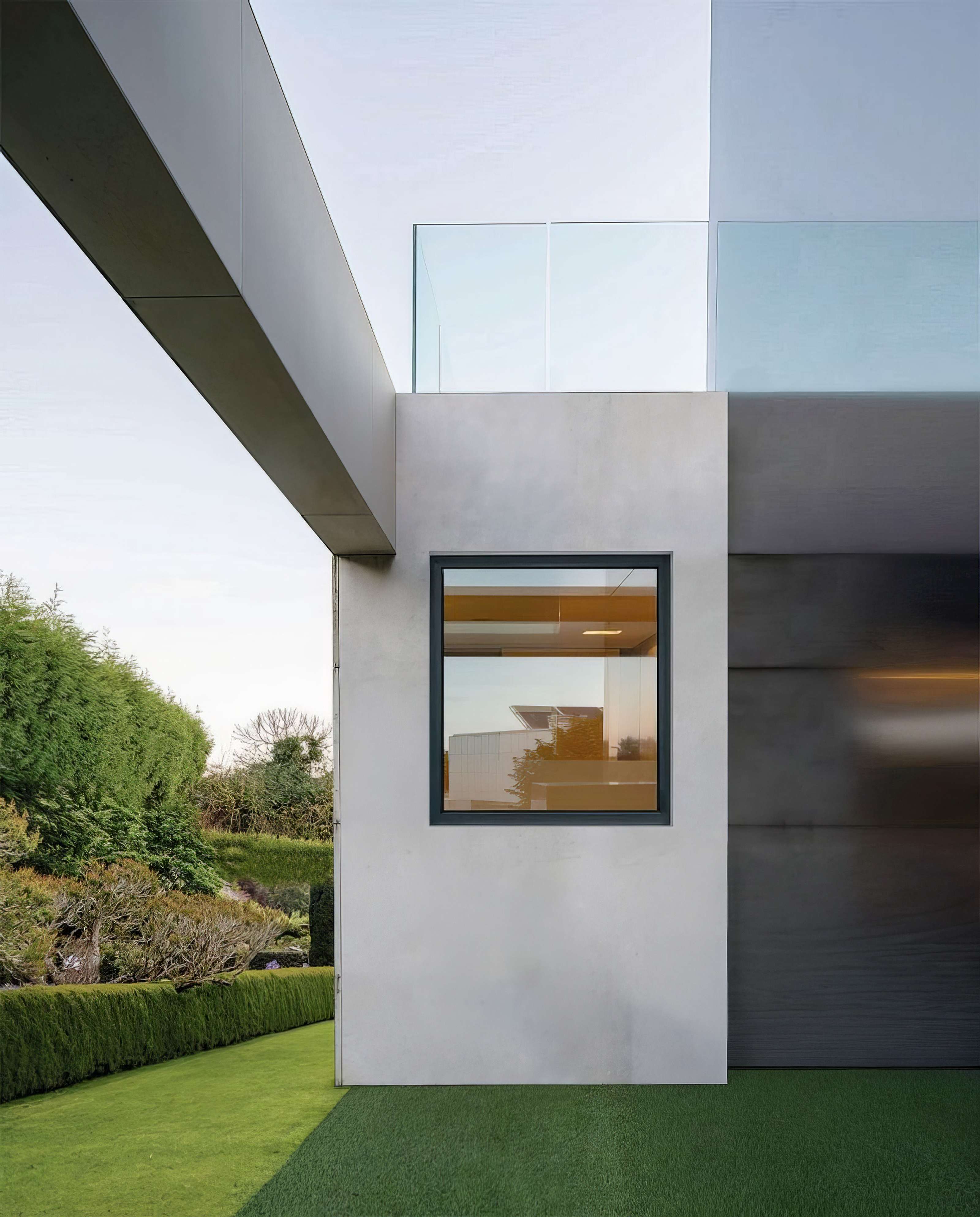 Modern architectural facade with an aluminium tilt and turn window