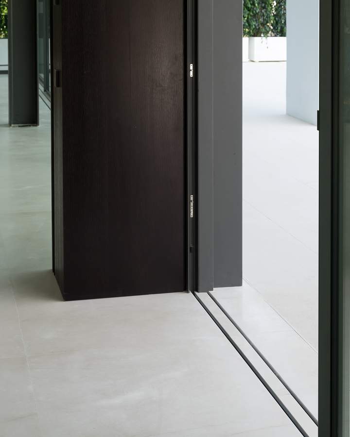 Professionally repaired full-height glass door