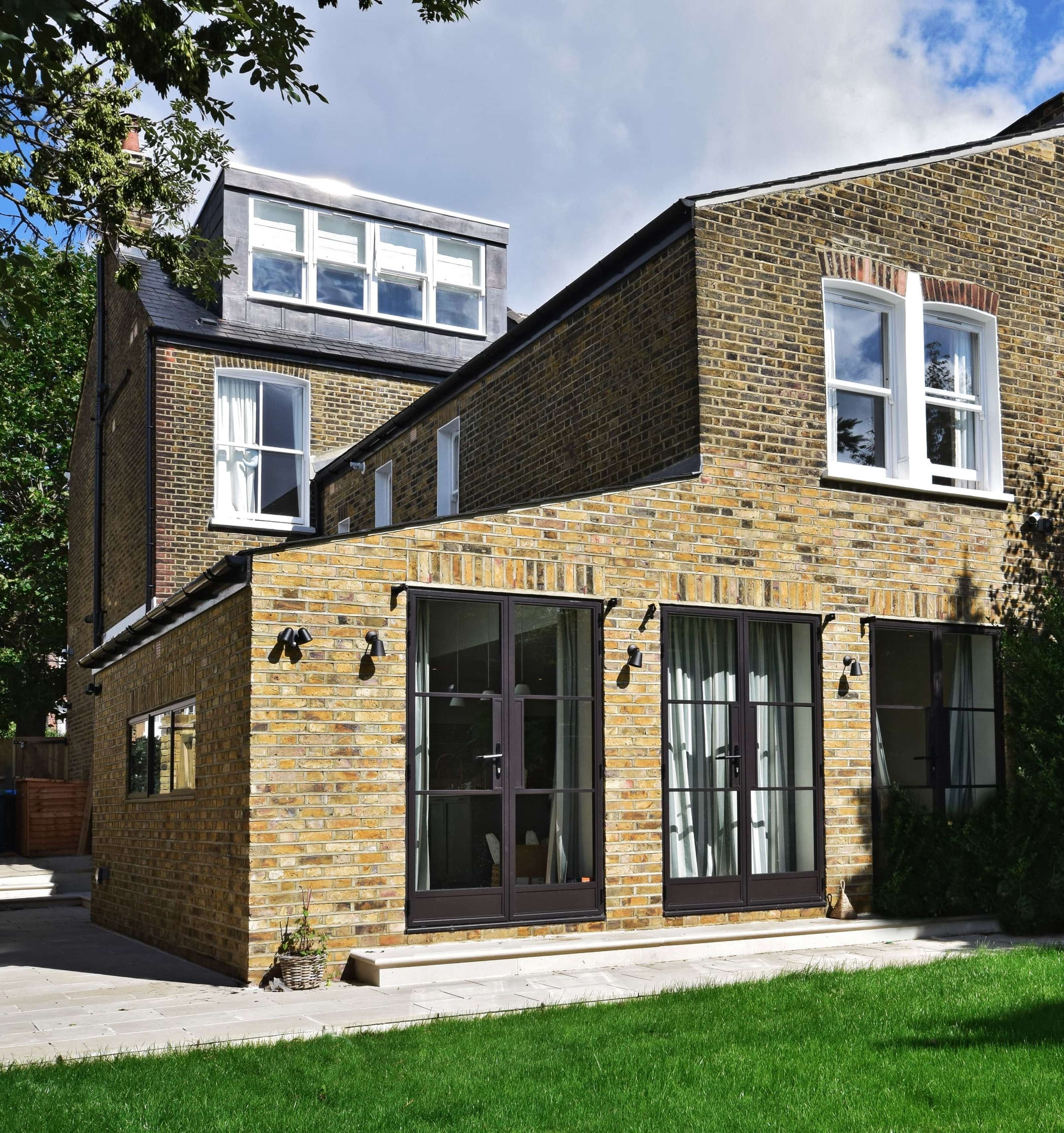 A external slimline steel window at Chevening
