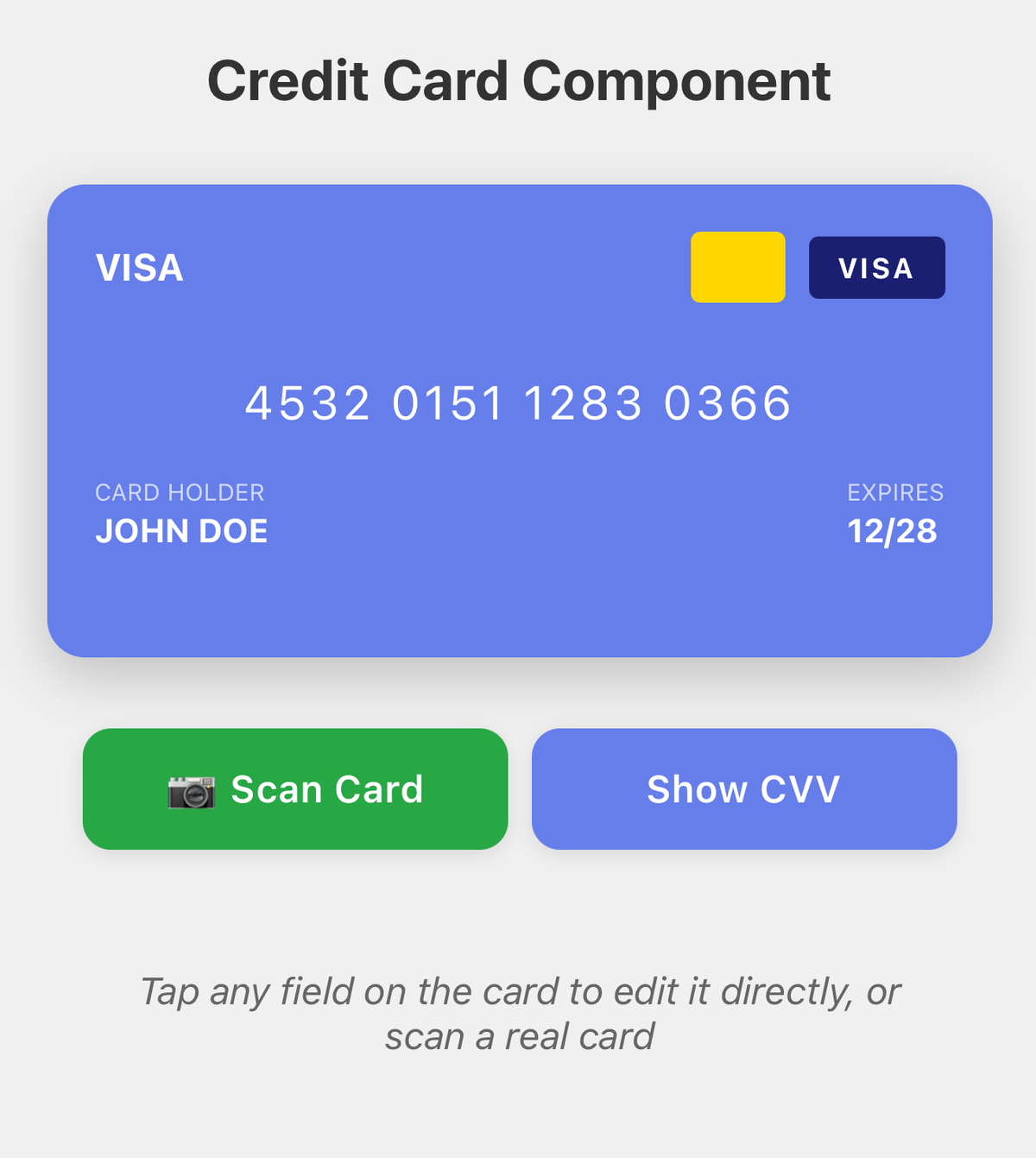 Credit Card with OCR Scanner in React Native