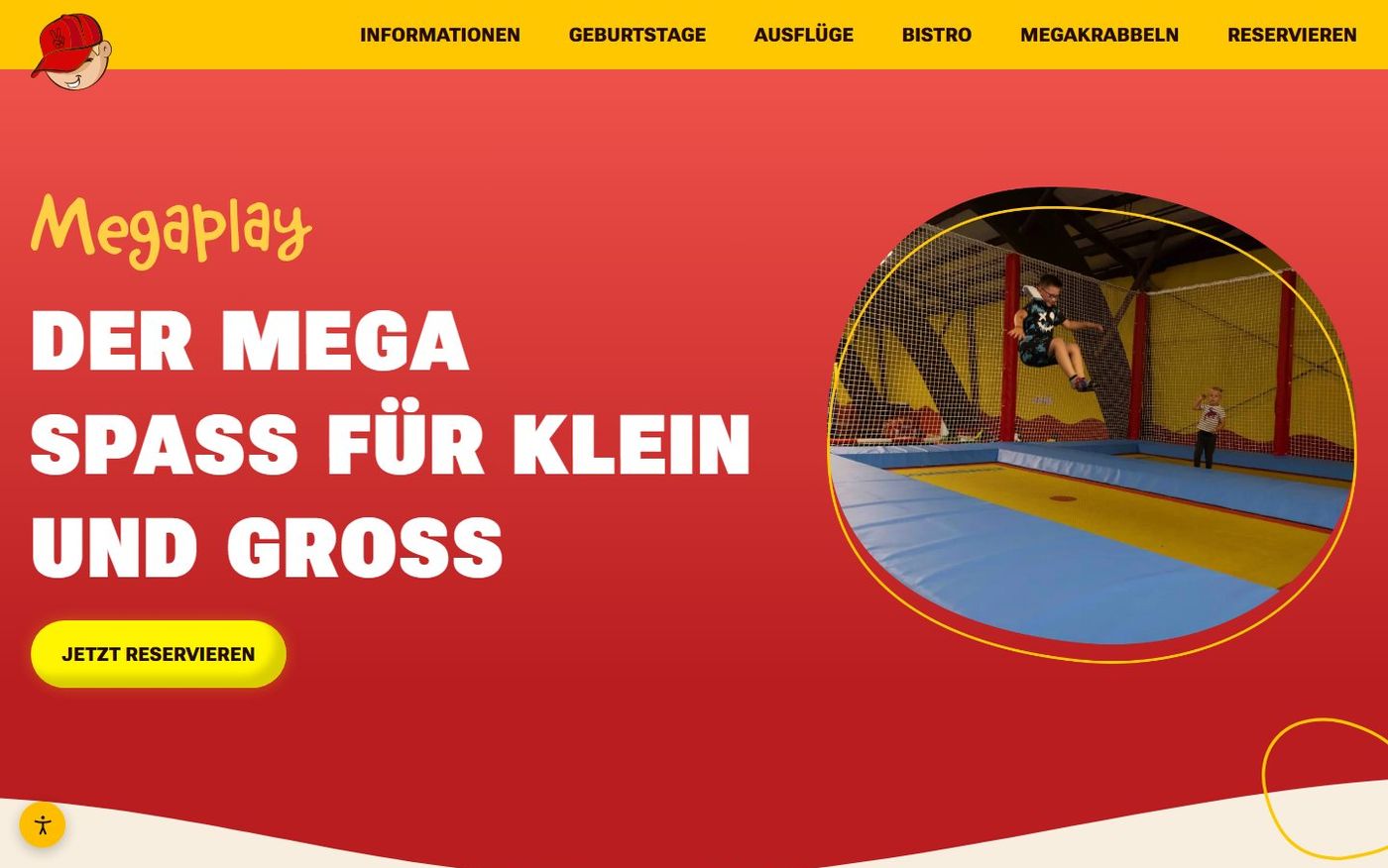 Screenshot der Website: Megaplay Indoorspielplatz Website