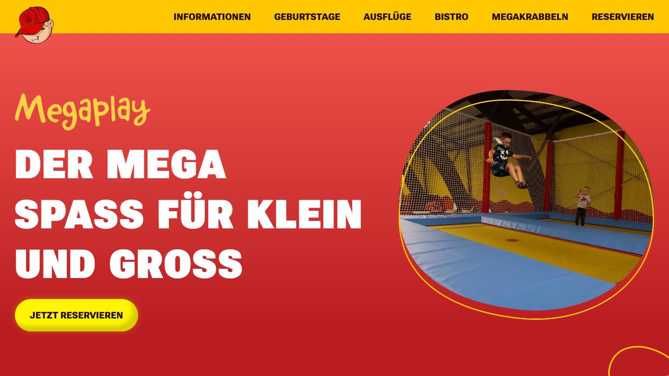 Screenshot der Website: Megaplay Indoorspielplatz Website