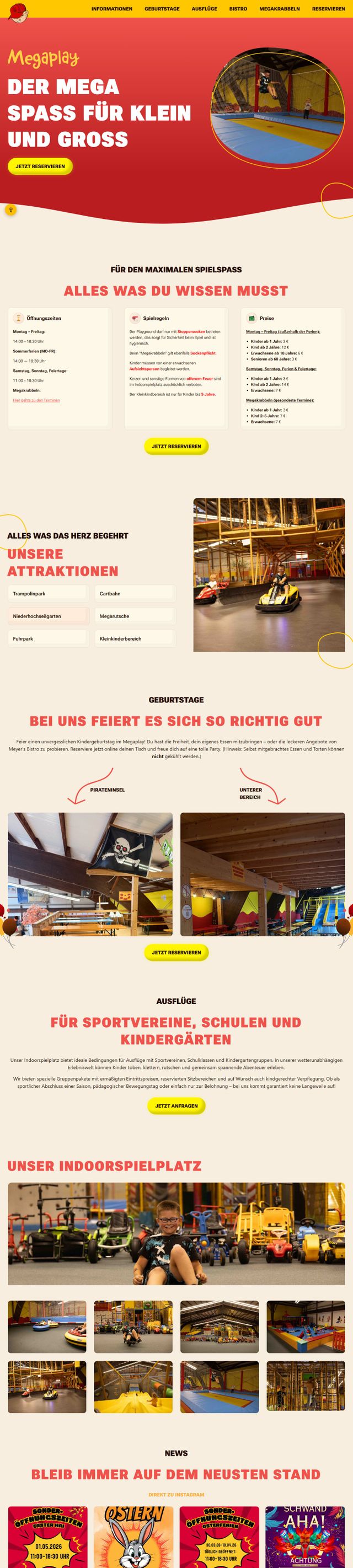 Startseite von megaplay.info, von oben bis unten