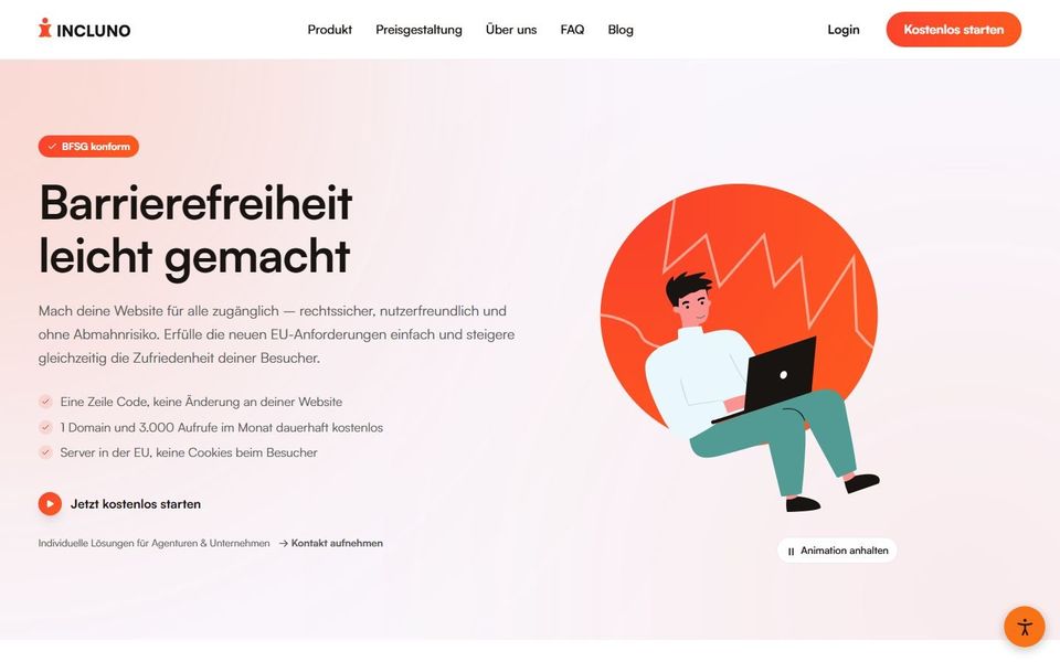 Startseite von incluno.de: Barrierefreiheit leicht gemacht