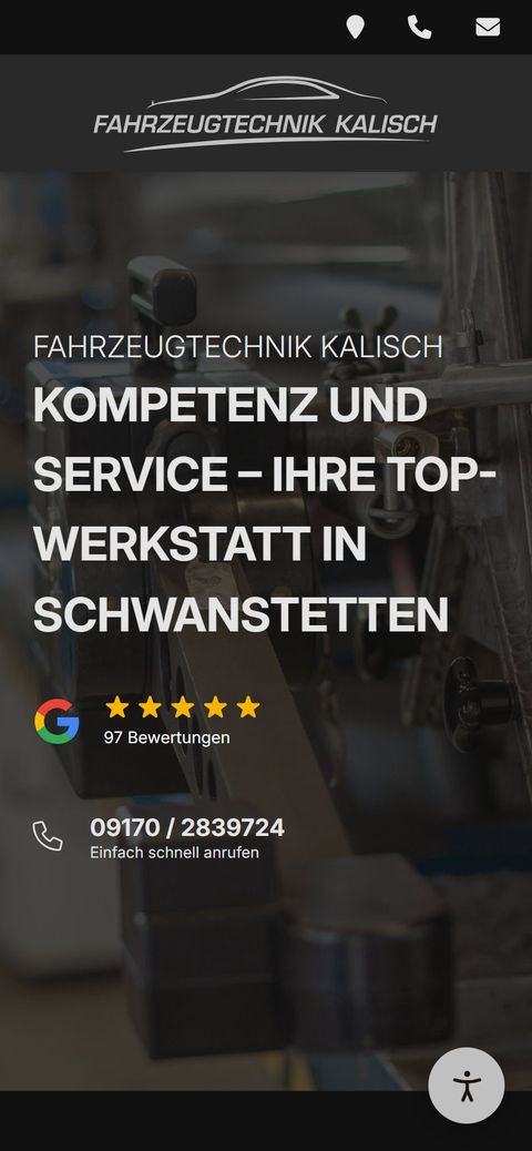 fahrzeugtechnik-kalisch.de auf dem Handy: Startbereich