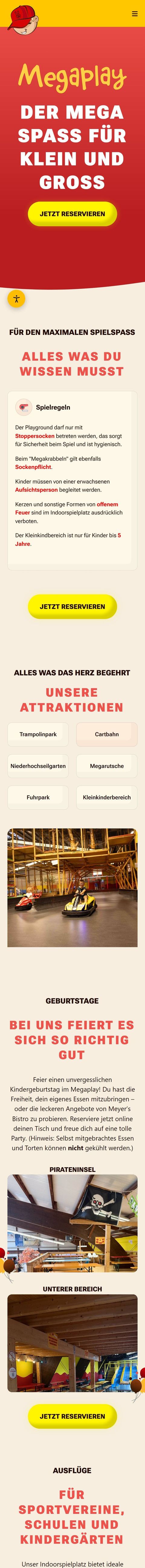 Startseite von megaplay.info am Handy, von oben bis unten