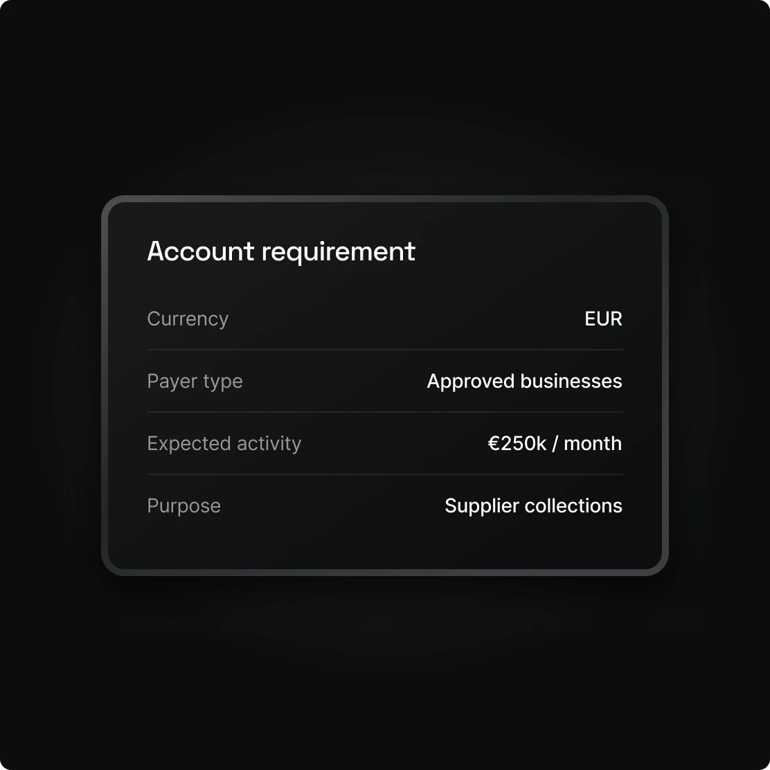 Account requirement summary