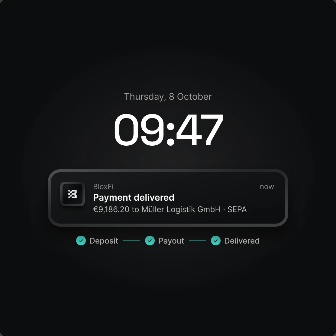 Payment delivered notification