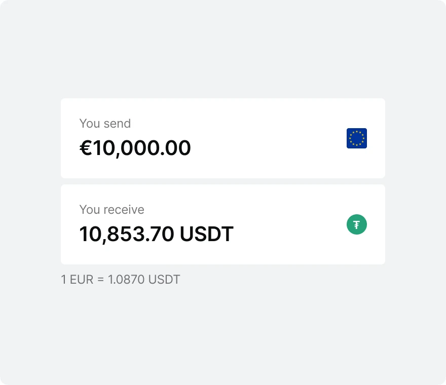 EUR converted to USDT