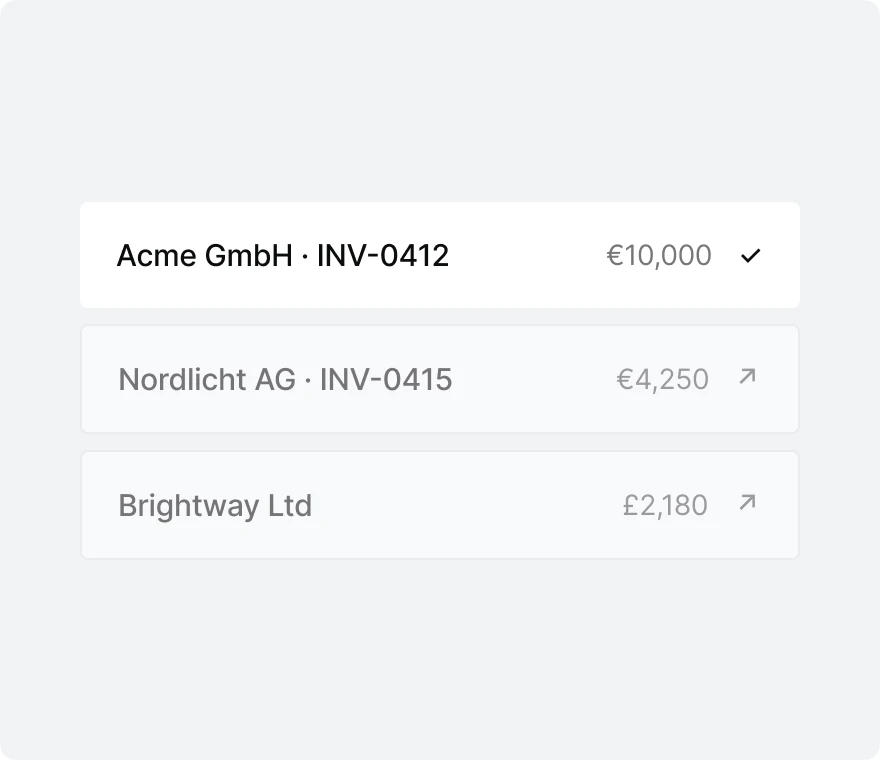 Incoming payments to a named account