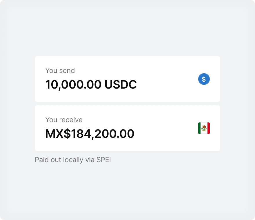 USDC converted to MXN