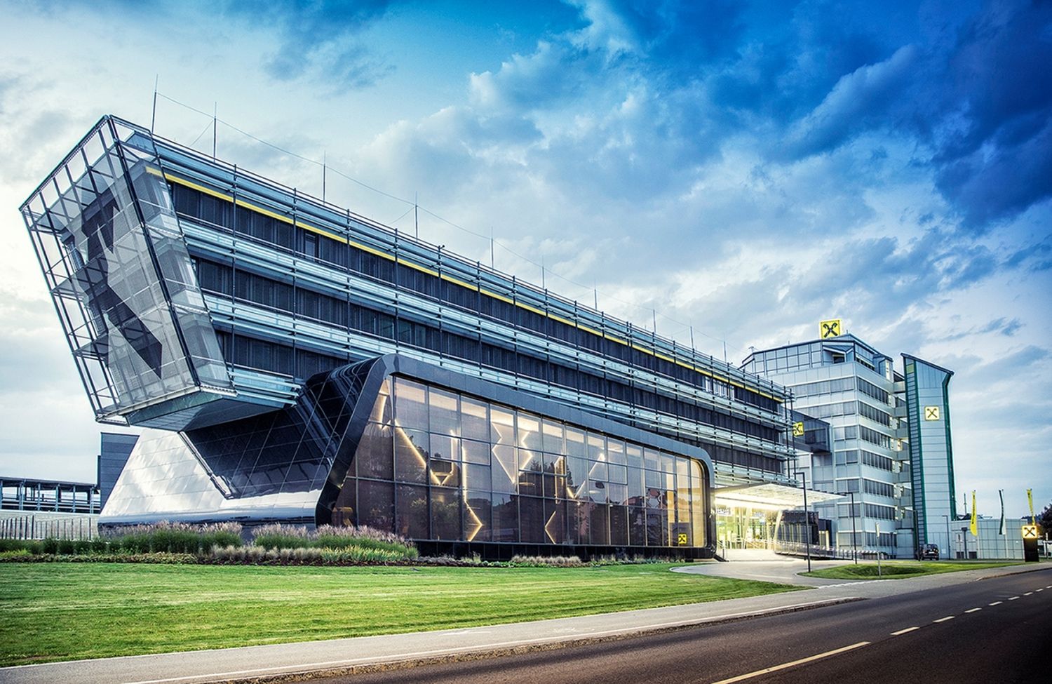 A modern building, home of Raiffeisen Landesbank