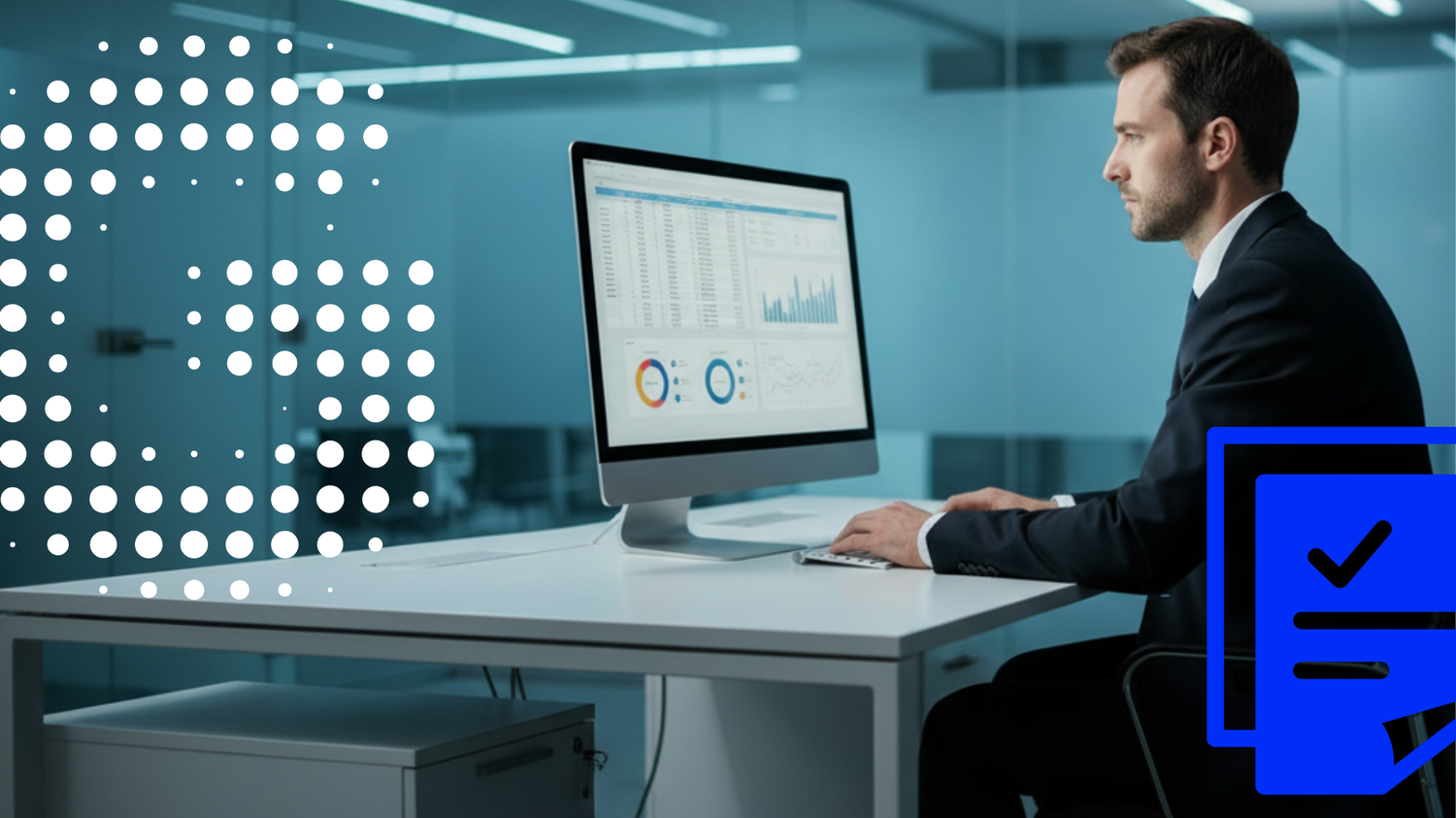 CDO analysiert Datenqualitäts-Dashboards am Bildschirm – Data Governance Framework in der Praxis