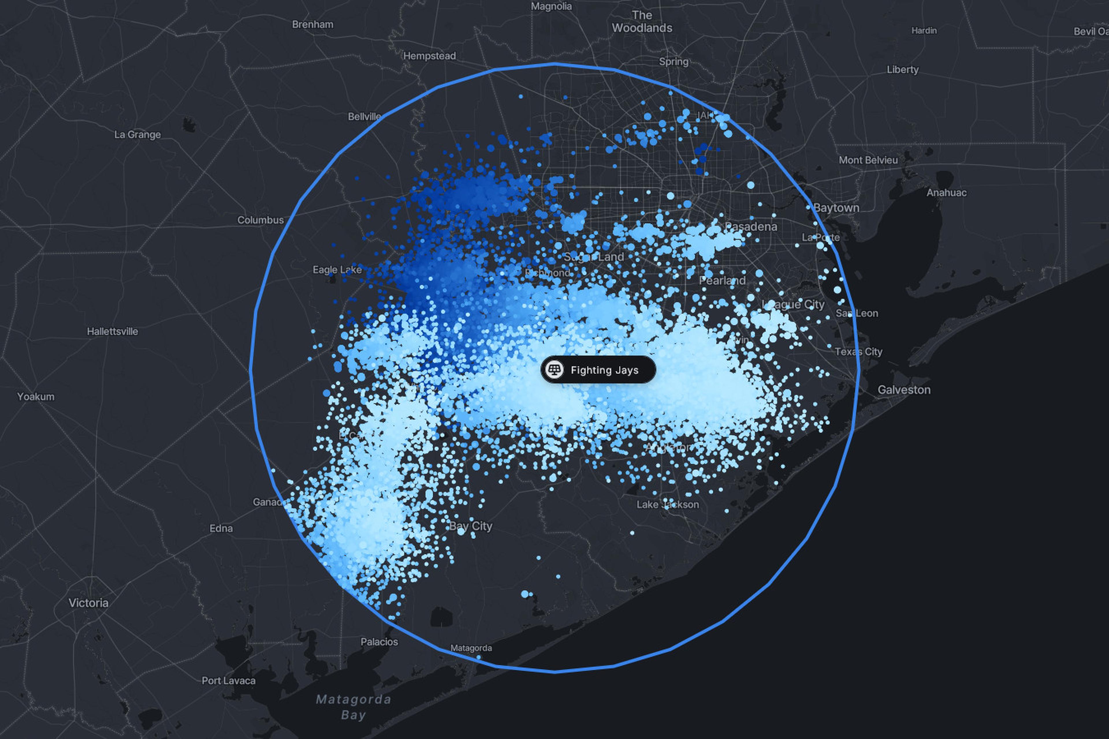 Xweather Protect report showing lightning activity around the Fighting Jays solar farm on March 16, 2024