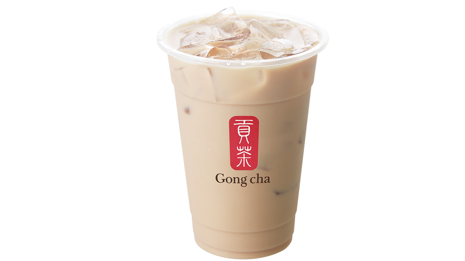 Gong cha oolong milk tea in a branded cup with ice