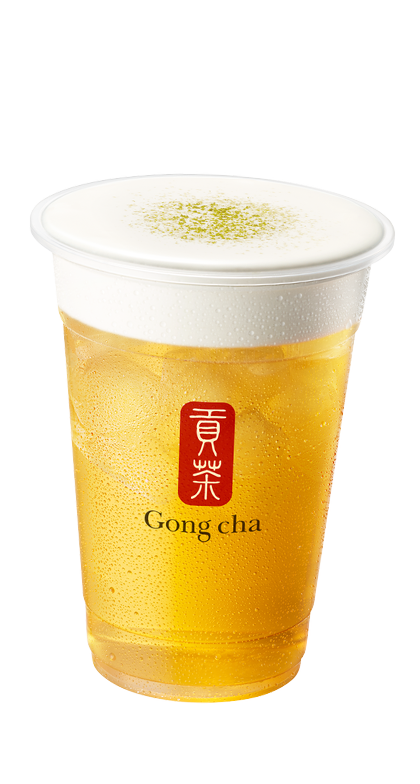 Green tea with milk foam