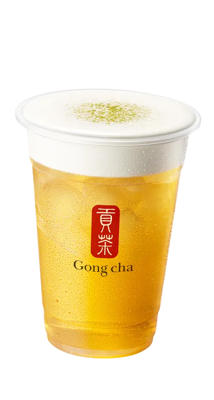 Green tea with milk foam